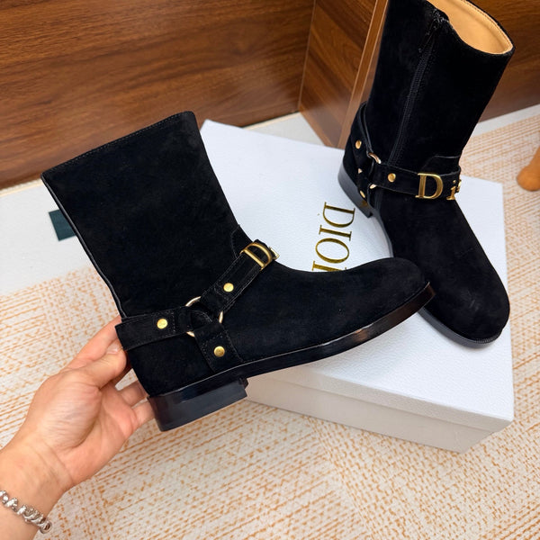 CD Bolt Ankle Boots Strap Black Suede 973985