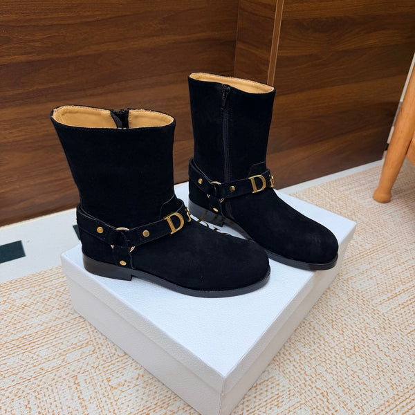 CD Bolt Ankle Boots Strap Black Suede 973985