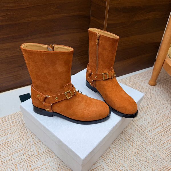 CD Bolt Ankle Boots Strap Brown Suede 973984