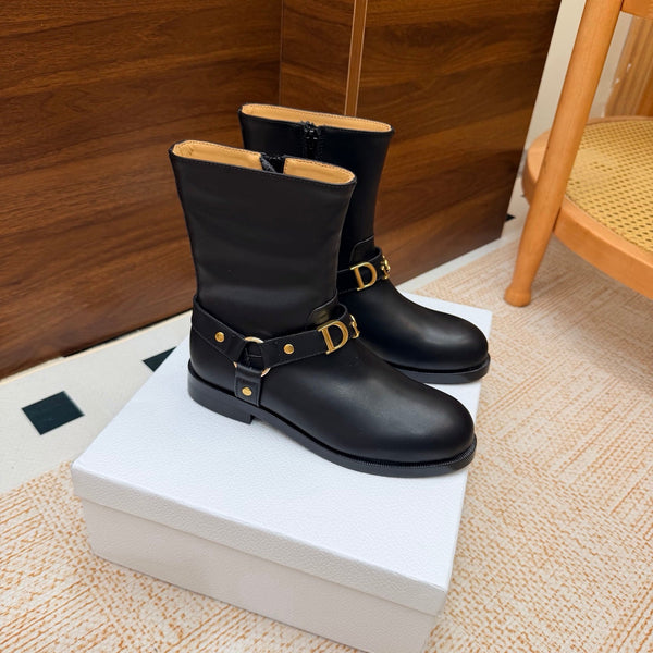CD Bolt Ankle Boots Strap Black Leather 973983