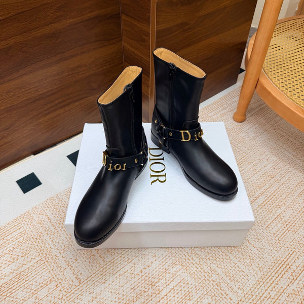 CD Bolt Ankle Boots Strap Black Leather 973983