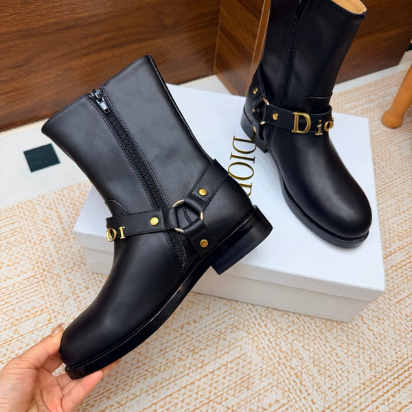 CD Bolt Ankle Boots Strap Black Leather 973983