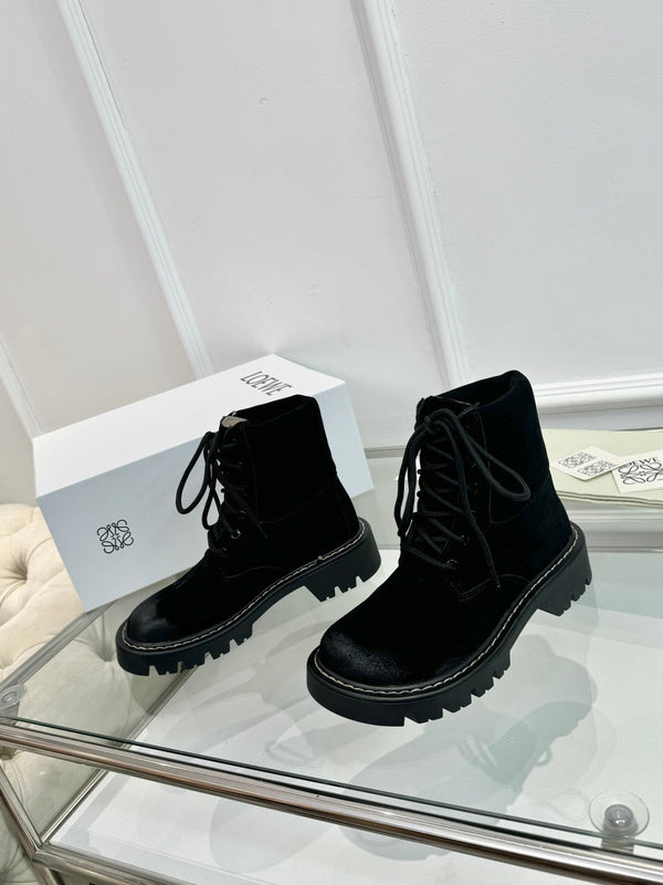 LW Sierra Combat Ankle Boots Black Suede 984780
