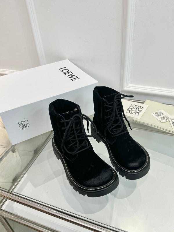 LW Sierra Combat Ankle Boots Black Suede 984780