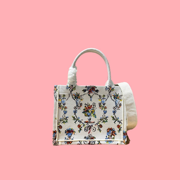 CD Book Tote Floral Embroidery Canvas 164660
