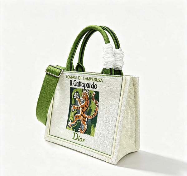CD Book Tote Il Gattopardo Embroidery Beige Multicolor Canvas 263520