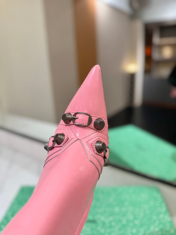 BLC Cagole Knee-High Boots 9.5cm Pink Leather 985498
