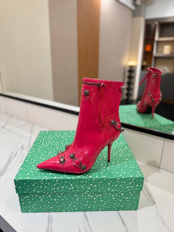 BLC Cagole Mid-Calf Boots 9.5cm Dark Pink Leather 985490