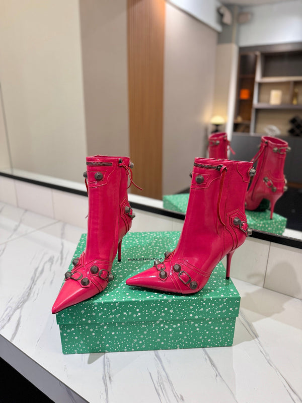 BLC Cagole Mid-Calf Boots 9.5cm Dark Pink Leather 985490