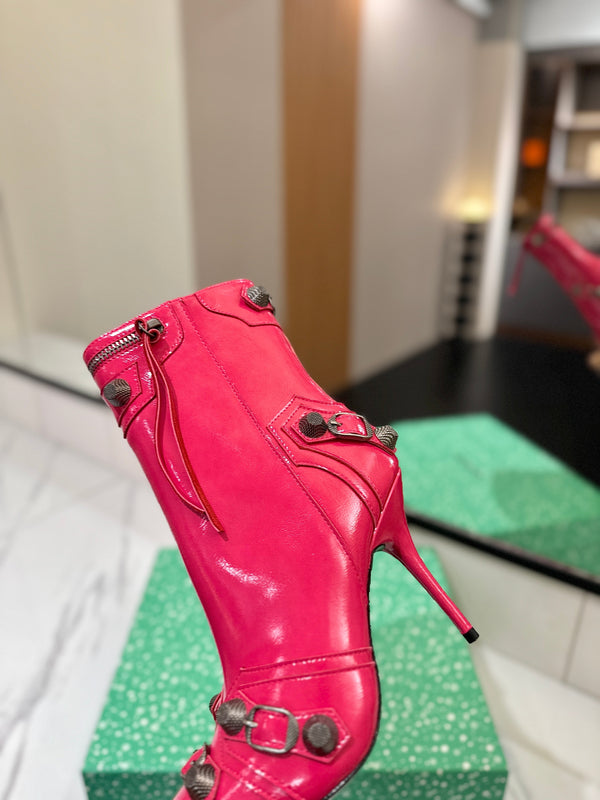 BLC Cagole Mid-Calf Boots 9.5cm Dark Pink Leather 985490