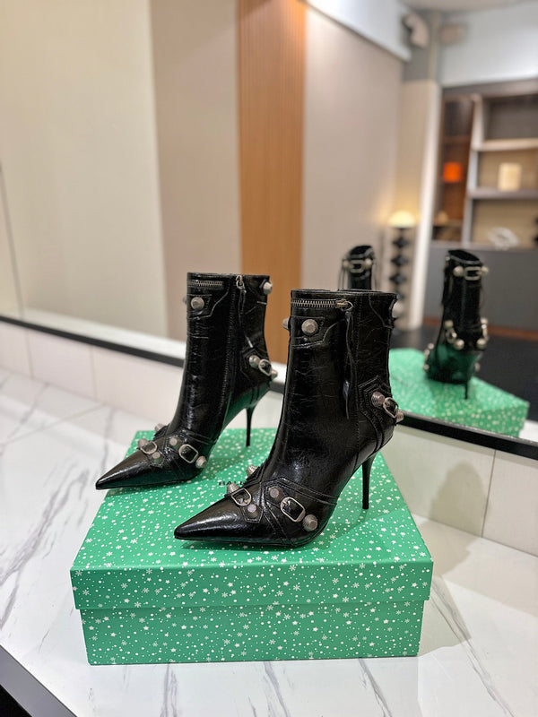 BLC Cagole Mid-Calf Boots 9.5cm Black Leather 985489