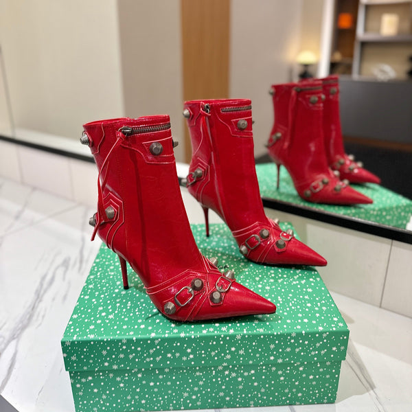BLC Cagole Mid-Calf Boots 9.5cm Red Leather 985488