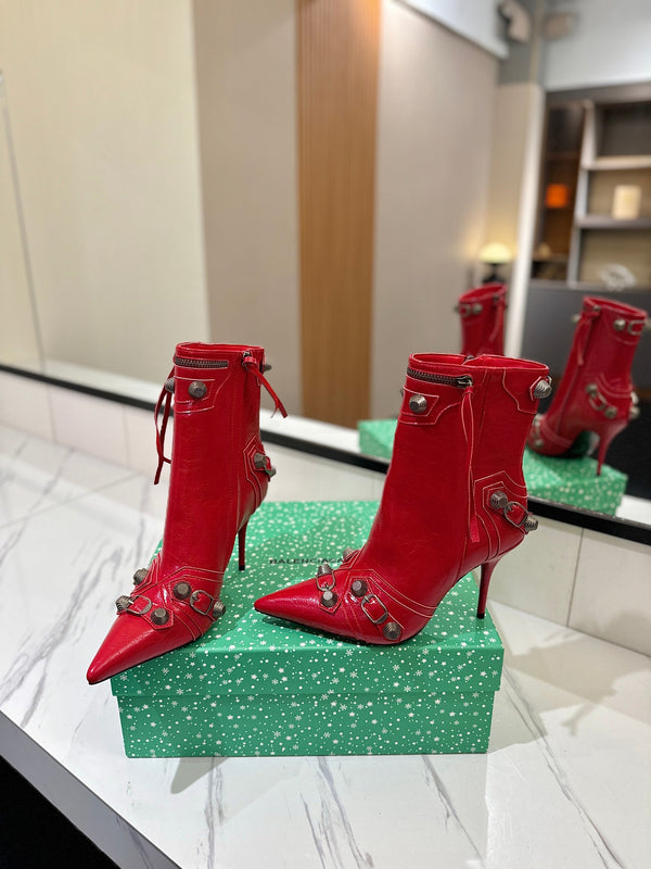 BLC Cagole Mid-Calf Boots 9.5cm Red Leather 985488