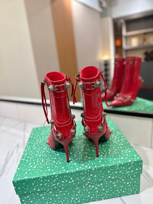 BLC Cagole Mid-Calf Boots 9.5cm Red Leather 985488
