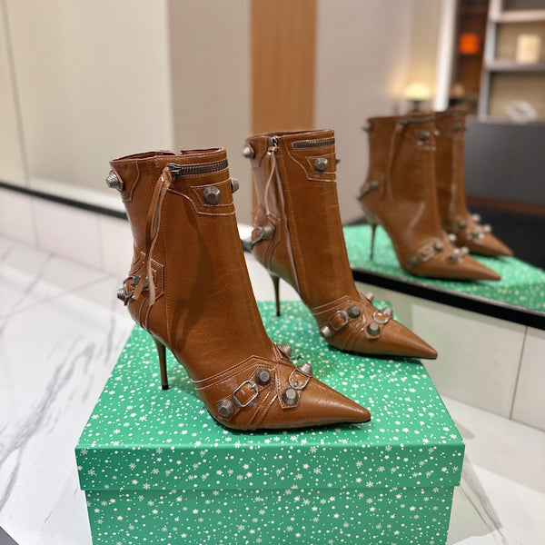 BLC Cagole Mid-Calf Boots 9.5cm Brown Leather 985487