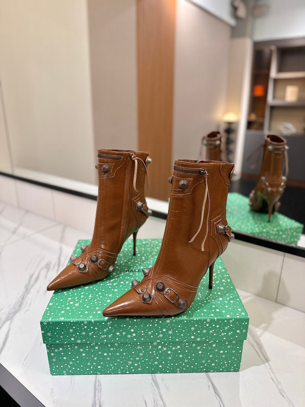 BLC Cagole Mid-Calf Boots 9.5cm Brown Leather 985487