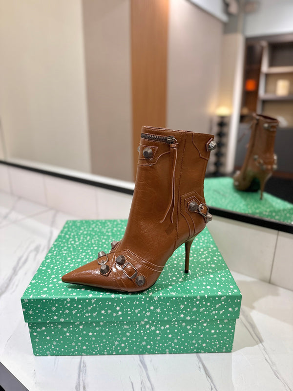 BLC Cagole Mid-Calf Boots 9.5cm Brown Leather 985487
