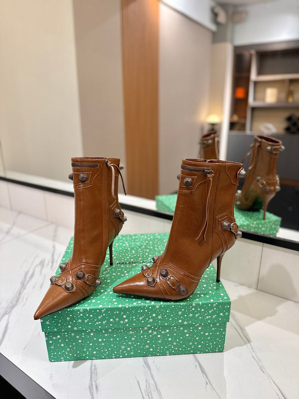 BLC Cagole Mid-Calf Boots 9.5cm Brown Leather 985487