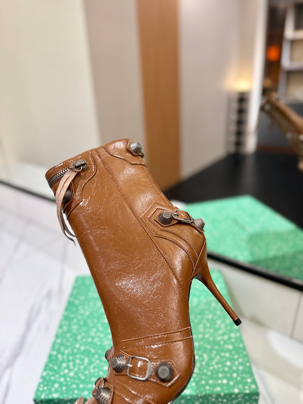 BLC Cagole Mid-Calf Boots 9.5cm Brown Leather 985487