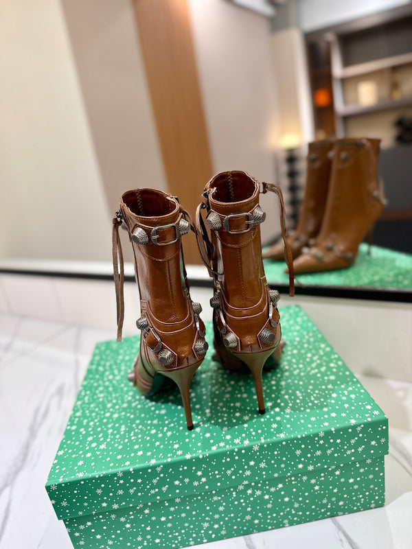 BLC Cagole Mid-Calf Boots 9.5cm Brown Leather 985487