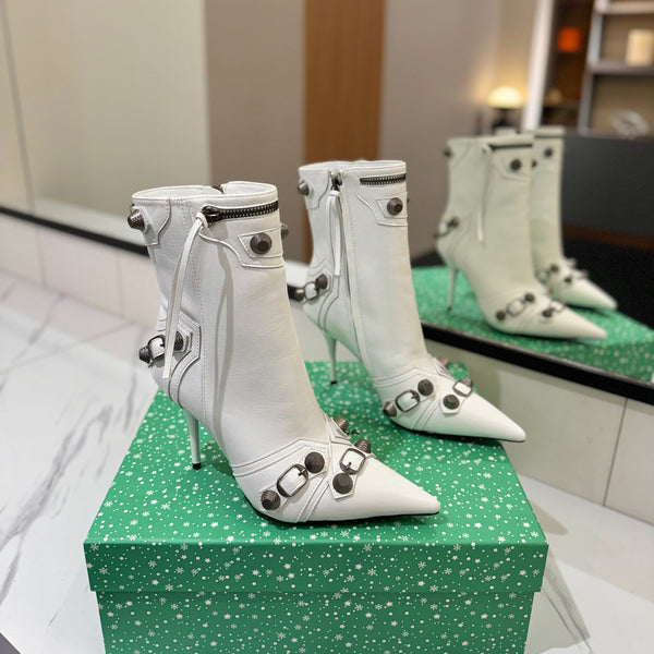 BLC Cagole Mid-Calf Boots 9.5cm White Leather 985486