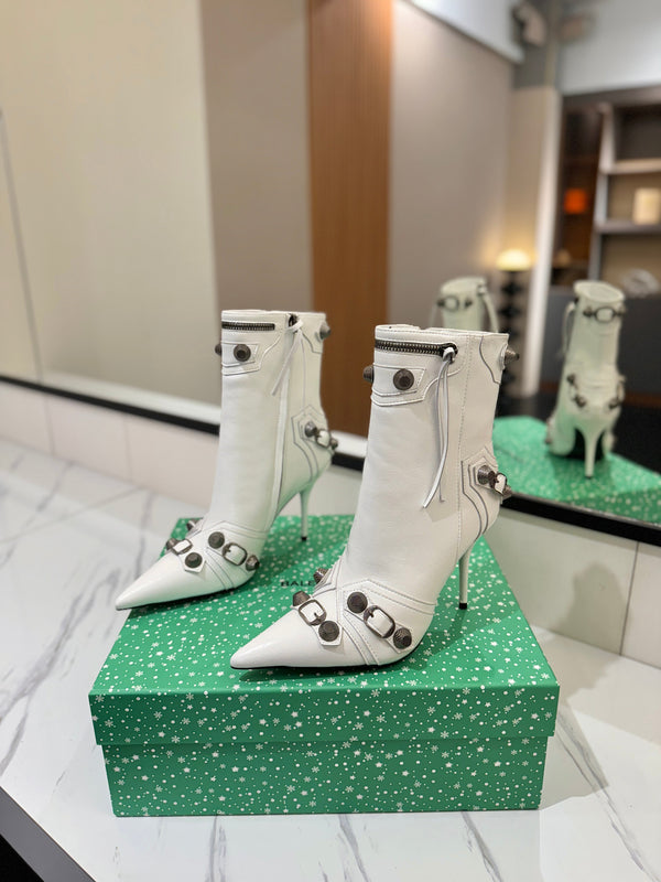 BLC Cagole Mid-Calf Boots 9.5cm White Leather 985486