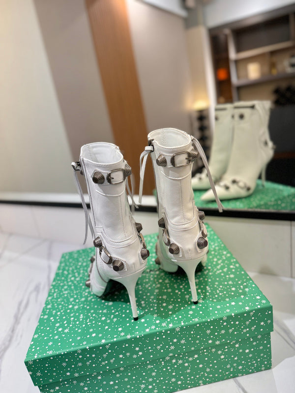 BLC Cagole Mid-Calf Boots 9.5cm White Leather 985486