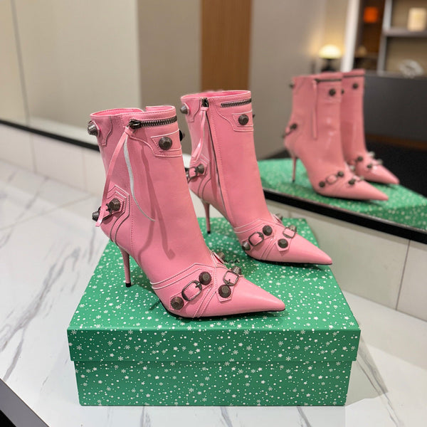 BLC Cagole Mid-Calf Boots 9.5cm Pink Leather 985483