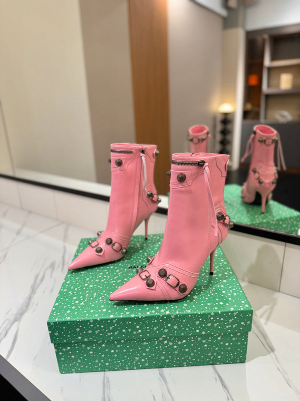 BLC Cagole Mid-Calf Boots 9.5cm Pink Leather 985483