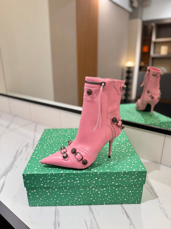 BLC Cagole Mid-Calf Boots 9.5cm Pink Leather 985483