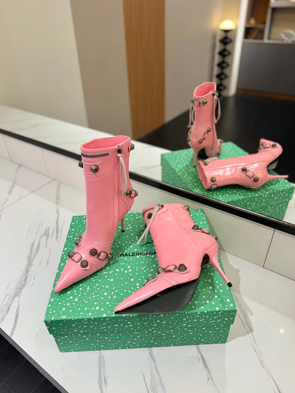 BLC Cagole Mid-Calf Boots 9.5cm Pink Leather 985483