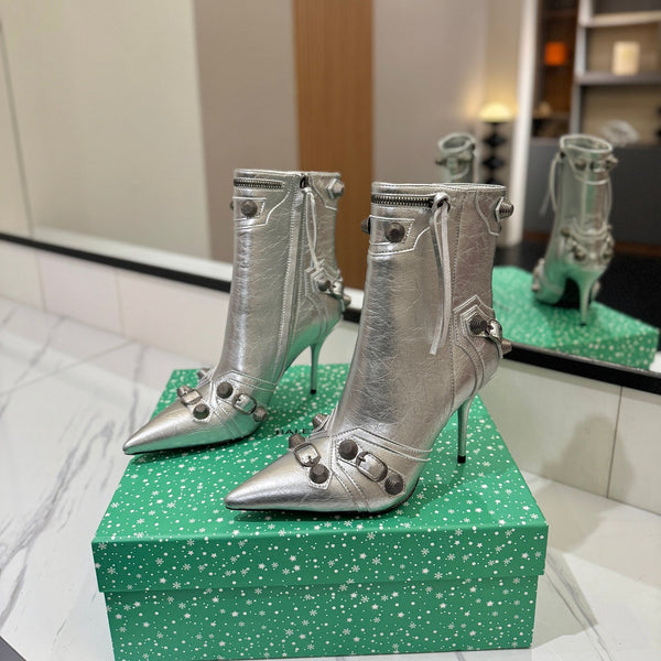BLC Cagole Mid-Calf Boots 9.5cm Silver Leather 985482