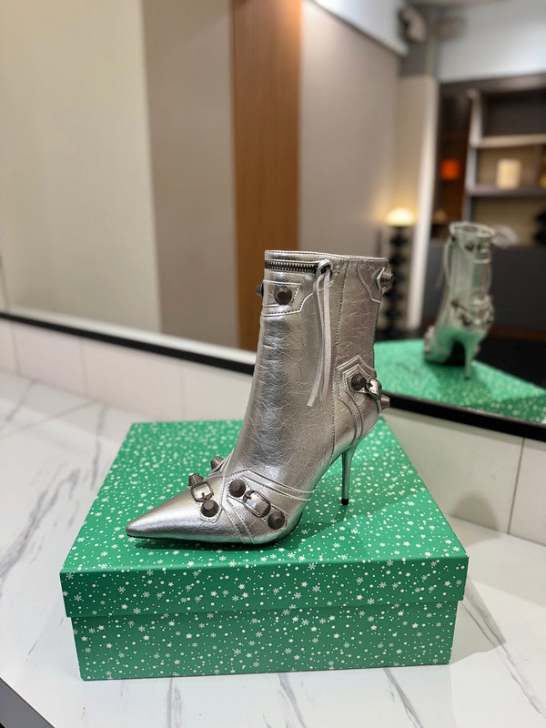 BLC Cagole Mid-Calf Boots 9.5cm Silver Leather 985482
