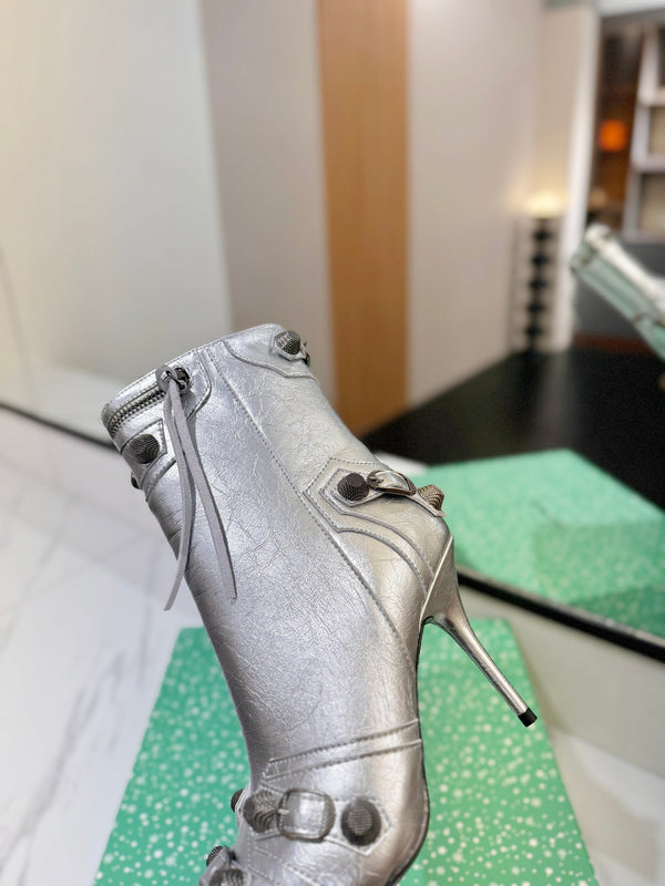 BLC Cagole Mid-Calf Boots 9.5cm Silver Leather 985482