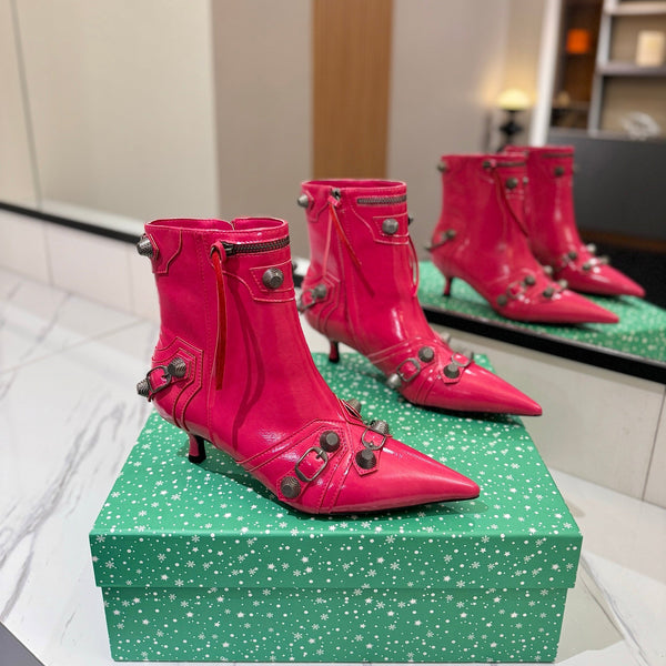 BLC Cagole Mid-Calf Boots 5cm Dark Pink Leather 985481