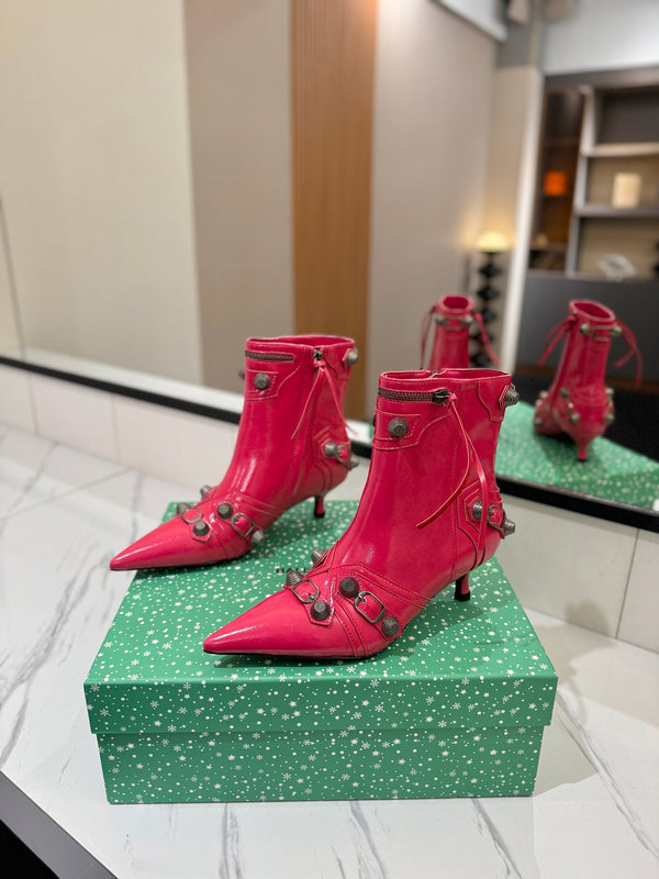 BLC Cagole Mid-Calf Boots 5cm Dark Pink Leather 985481