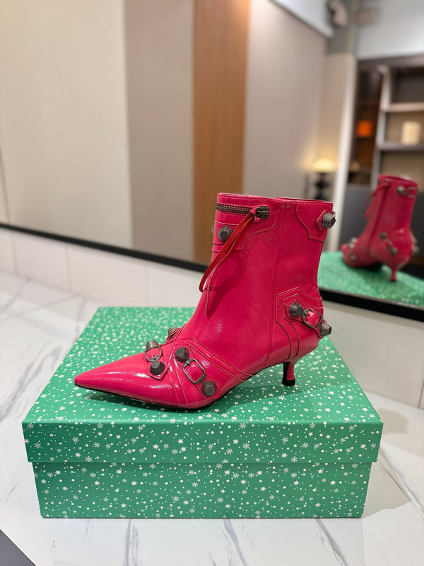 BLC Cagole Mid-Calf Boots 5cm Dark Pink Leather 985481