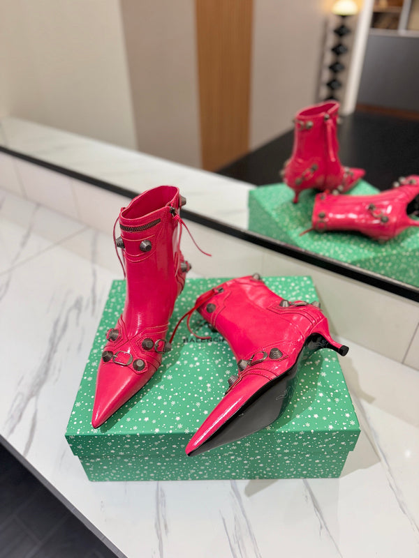 BLC Cagole Mid-Calf Boots 5cm Dark Pink Leather 985481