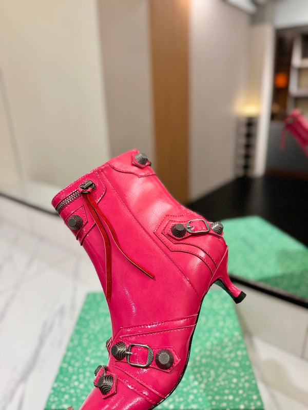 BLC Cagole Mid-Calf Boots 5cm Dark Pink Leather 985481
