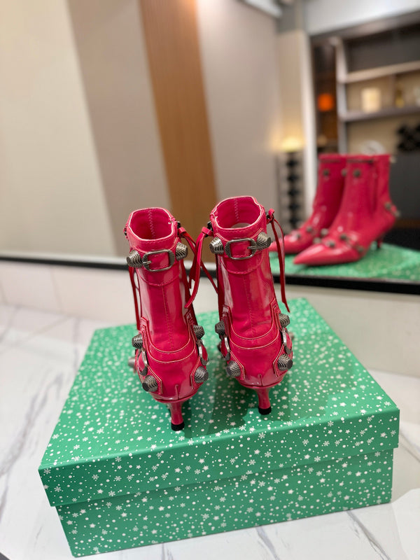 BLC Cagole Mid-Calf Boots 5cm Dark Pink Leather 985481