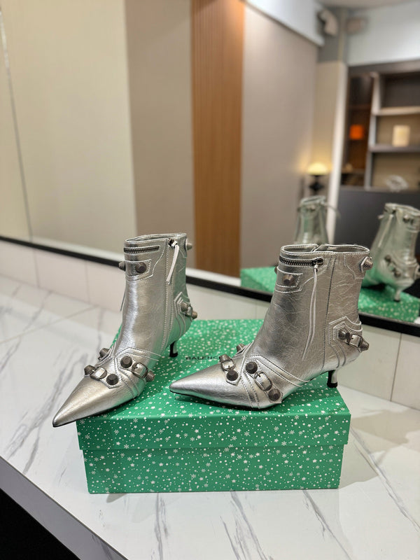 BLC Cagole Mid-Calf Boots 5cm Silver Leather 985480