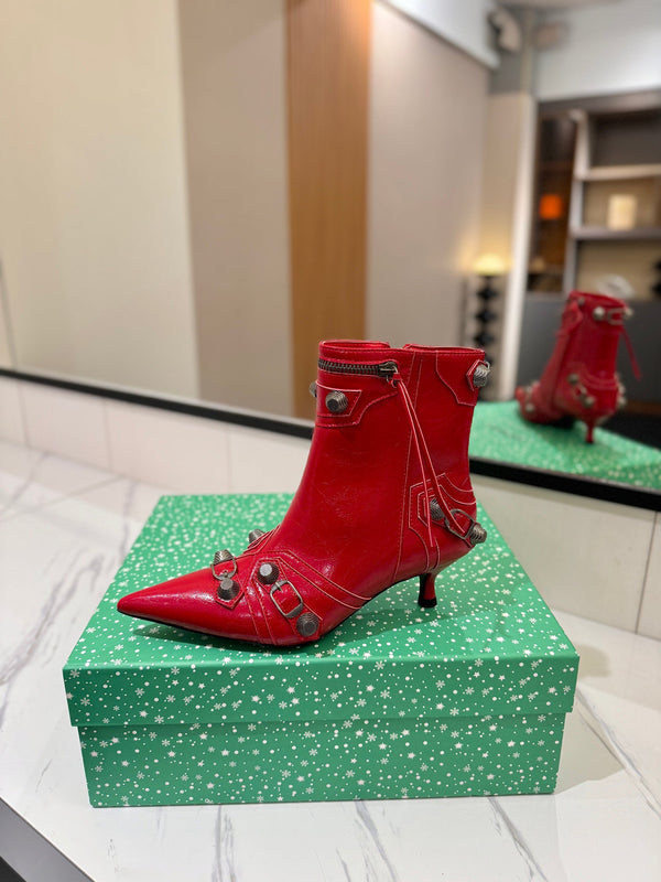 BLC Cagole Mid-Calf Boots 5cm Red Leather 985479