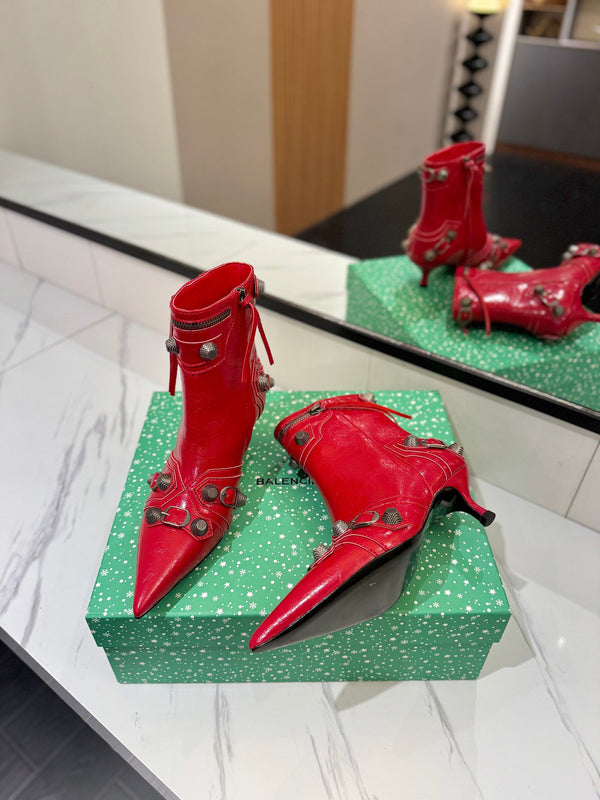 BLC Cagole Mid-Calf Boots 5cm Red Leather 985479