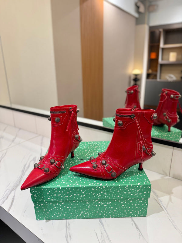 BLC Cagole Mid-Calf Boots 5cm Red Leather 985479