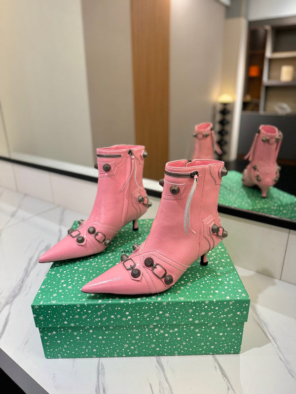 BLC Cagole Mid-Calf Boots 5cm Pink Leather 985478