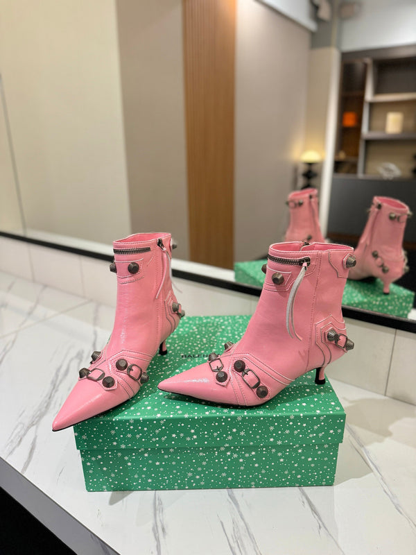 BLC Cagole Mid-Calf Boots 5cm Pink Leather 985478