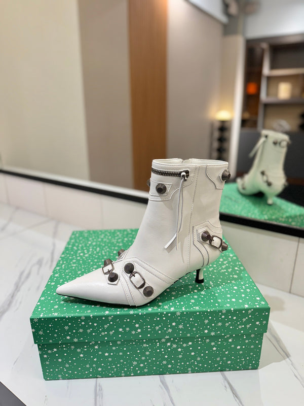 BLC Cagole Mid-Calf Boots 5cm White Leather 985477