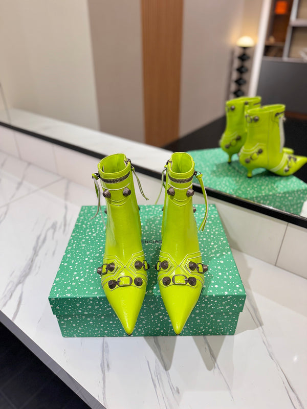 BLC Cagole Mid-Calf Boots 5cm Neon Green Leather 985476