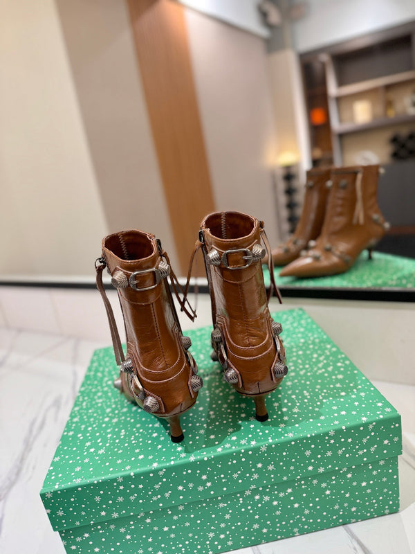 BLC Cagole Mid-Calf Boots 5cm Brown Leather 985474