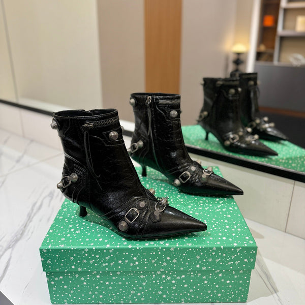 BLC Cagole Mid-Calf Boots 5cm Black Leather 985473